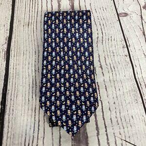 Battistoni Roma Owl Moon Stars Novelty Silk Tie Handmade In Italy Blue